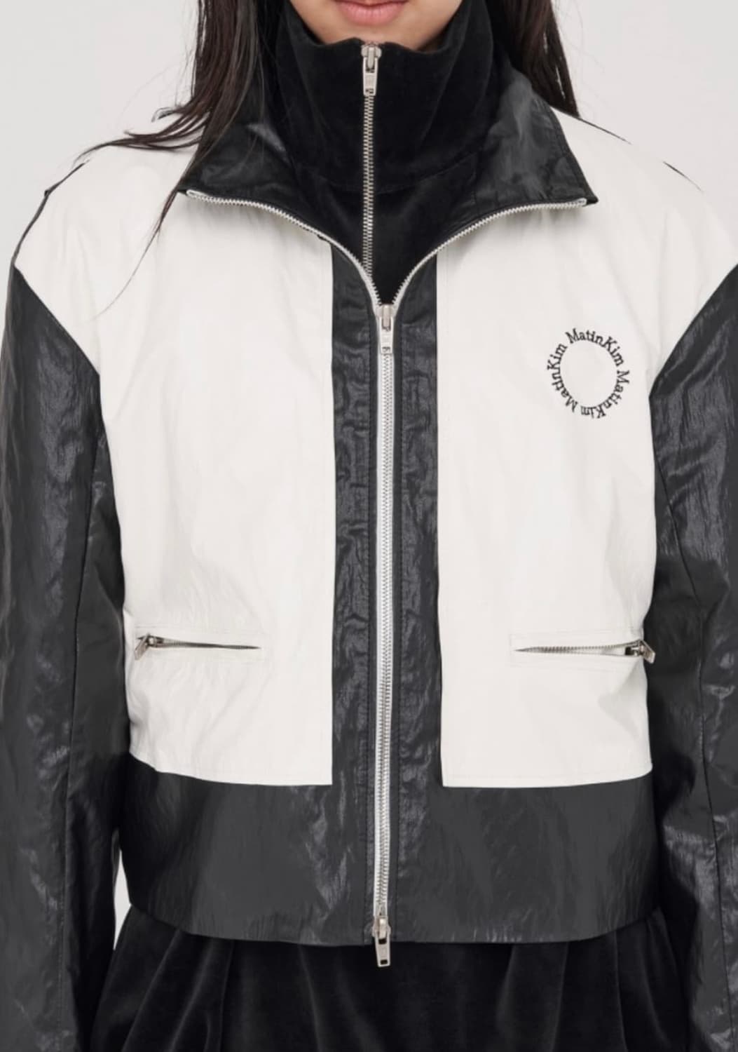 새상품) 마뗑킴 콤비네이션 레더 자켓 상품이미지2