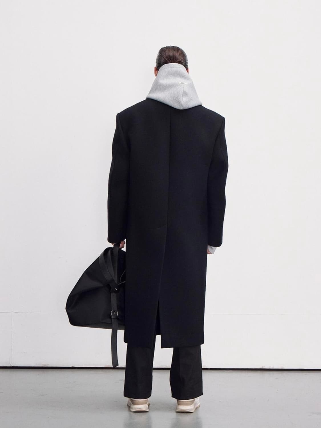 [M] 렉토 울 블렌드 헤비 오버사이즈 싱글 코트 블랙 상품이미지6