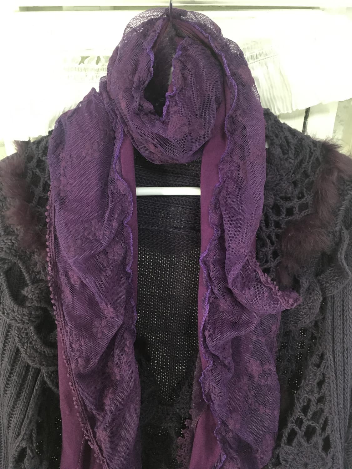 Set) purple crochet fur knit cd +muffler 상품이미지7