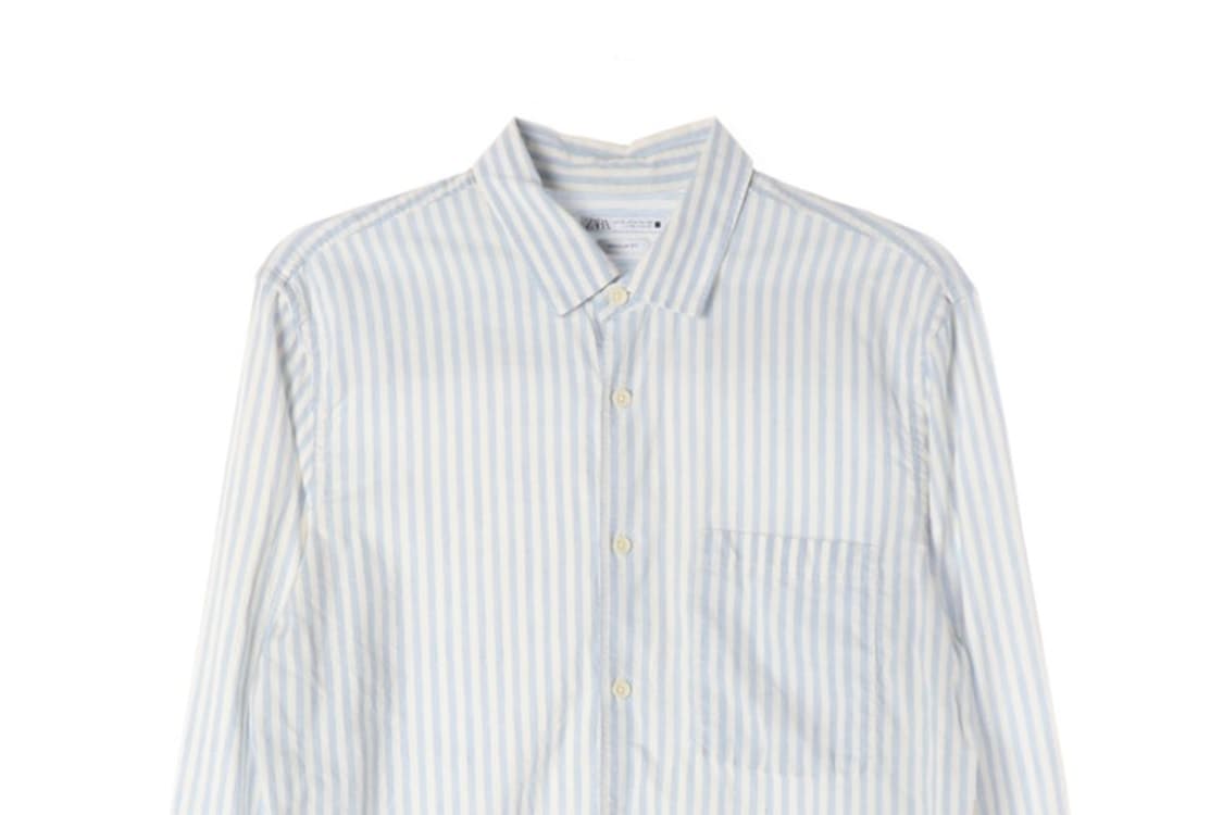 ZARA 레귤러핏 라이트블루 스트라이프 셔츠 M 상품이미지3