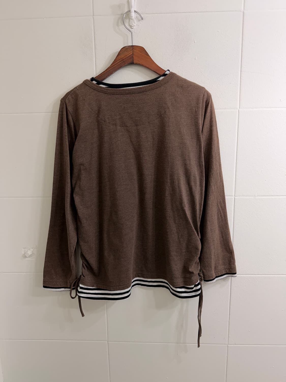 빈티지 카키 브라운 셔링 데일리 스트릿 코디 세트 상품이미지7