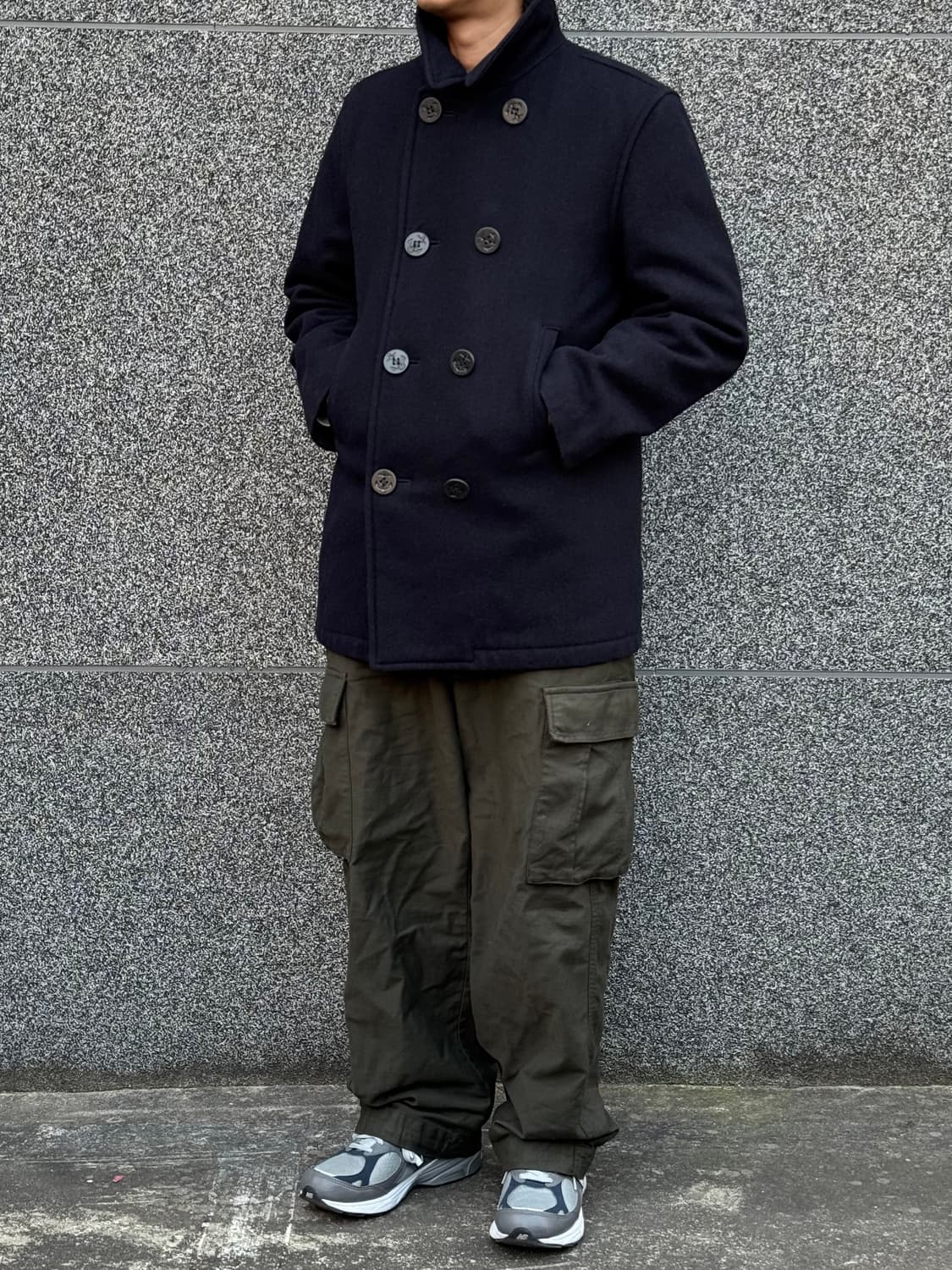 VAN JAC 반자켓 빈티지 멜튼 울 피코트 네이비 M 상품이미지1