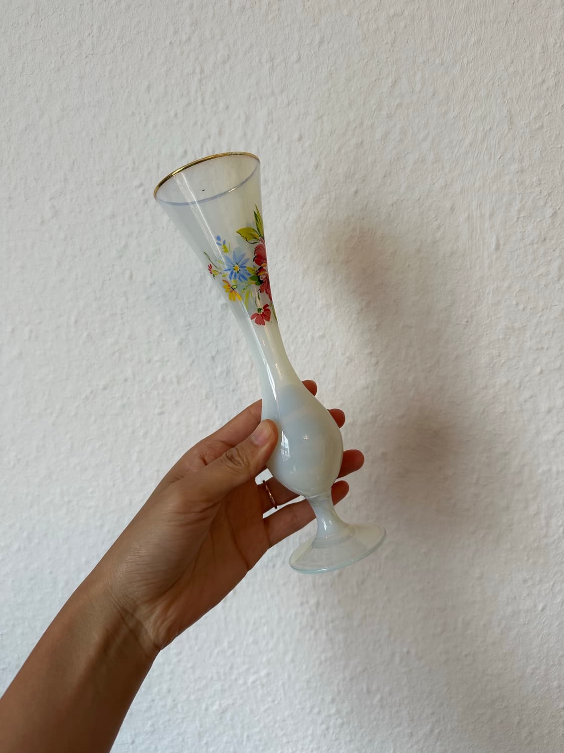 독일)빈티지 플로랄 오팔린 화병 상품이미지4