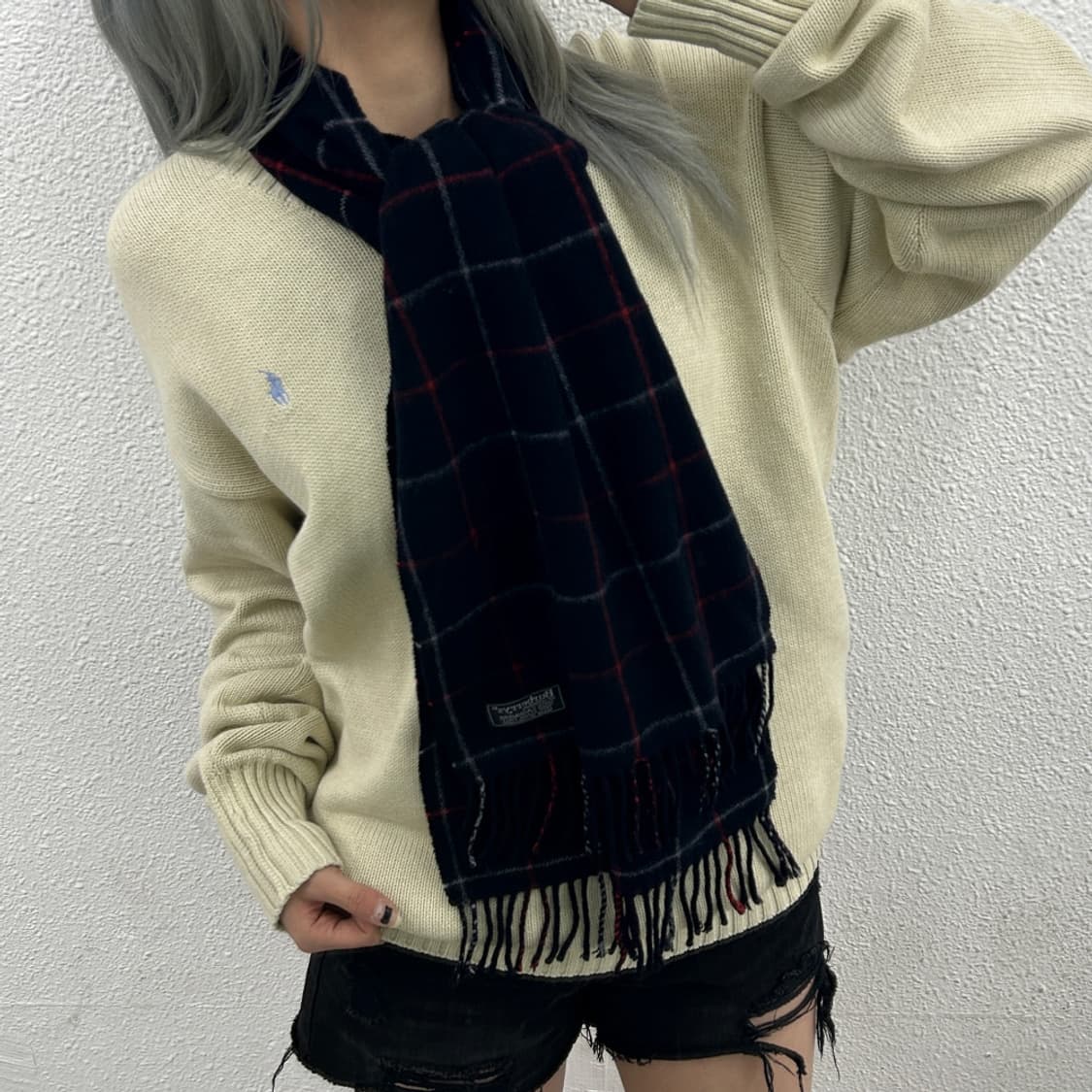 버버리 캐시미어 네이비 머플러 상품이미지2