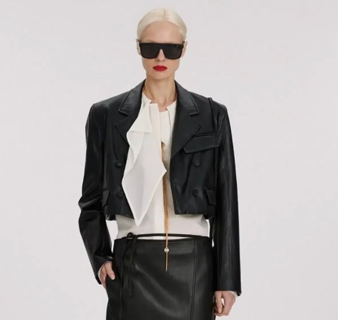 렉토 여성 레더 크롭 자켓 블랙 s 상품이미지3