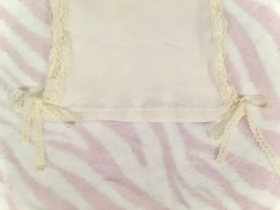 화이트 크라운 레이스업 리본 골지 슬리브리스 나시 갸루 큐빅 상품이미지10