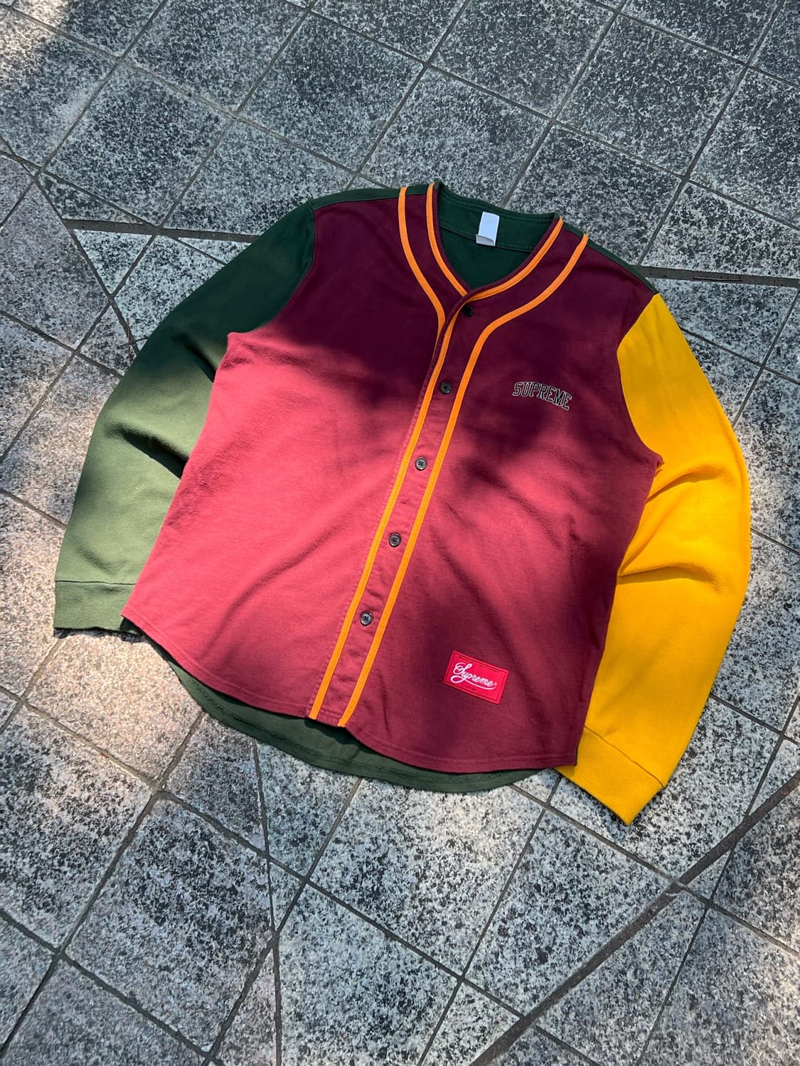 Supreme 18FW Color Blocked Baseball Shir 상품이미지1