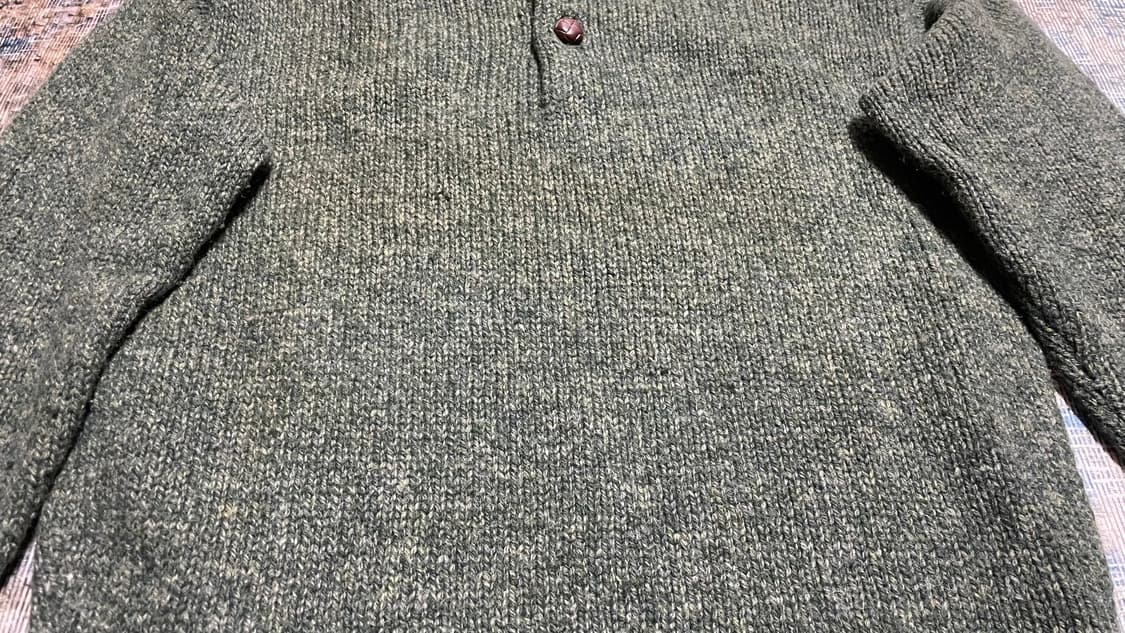 JPN 00s 일본 빈티지 울혼방 아메카지 멜란지그린 헨리넥 니트 스웨터 상품이미지5