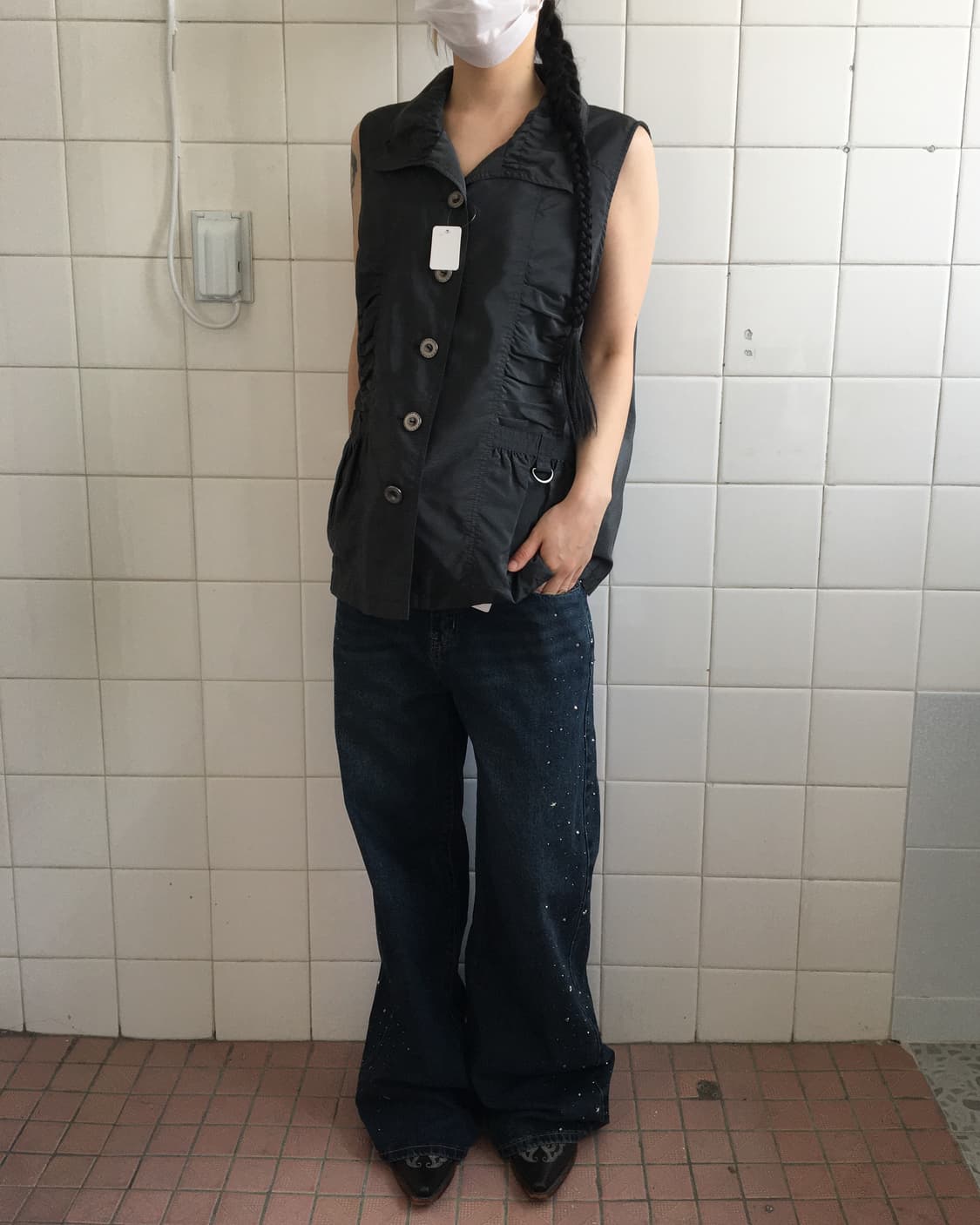 Cubic point wide denim pants 상품이미지7