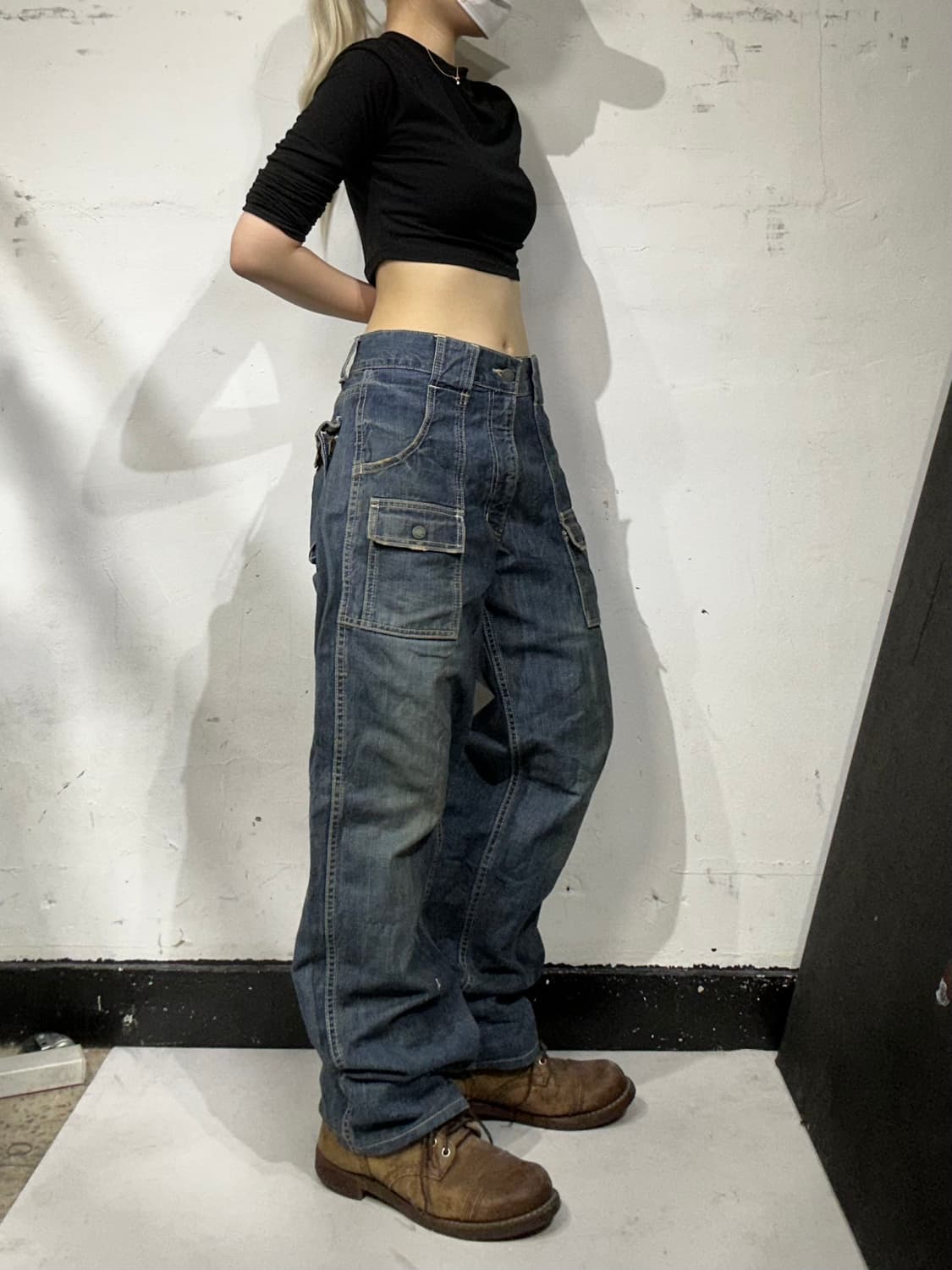 디키즈 진청 포켓 포인트 와이드 워크 팬츠 데님 청바지  상품이미지1