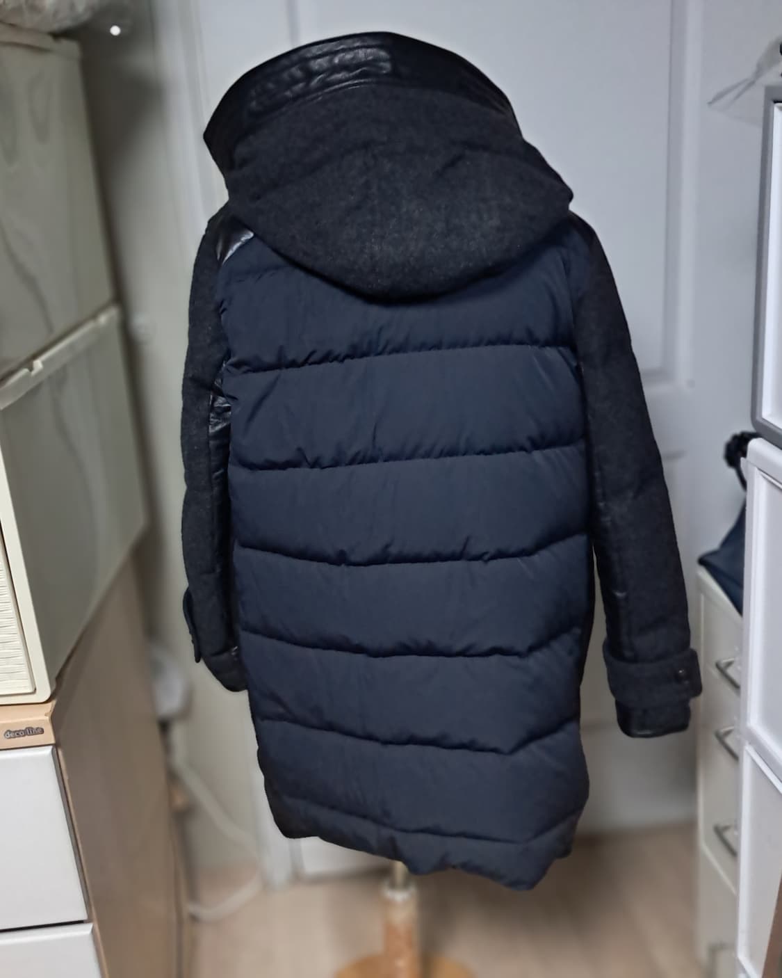 maje 마쥬 여성 모 혼방 가죽트리밍 다운 패딩 코트 95(약55~66 상품이미지4