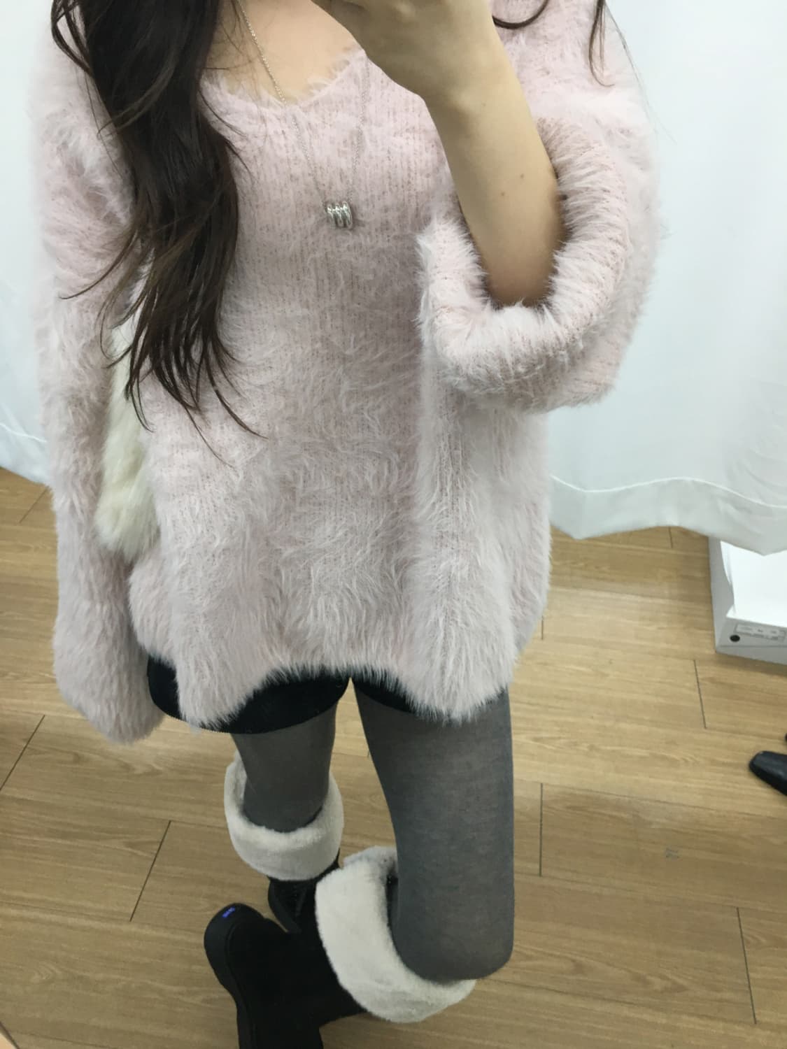 머플러 니트 세트 pink 상품이미지8