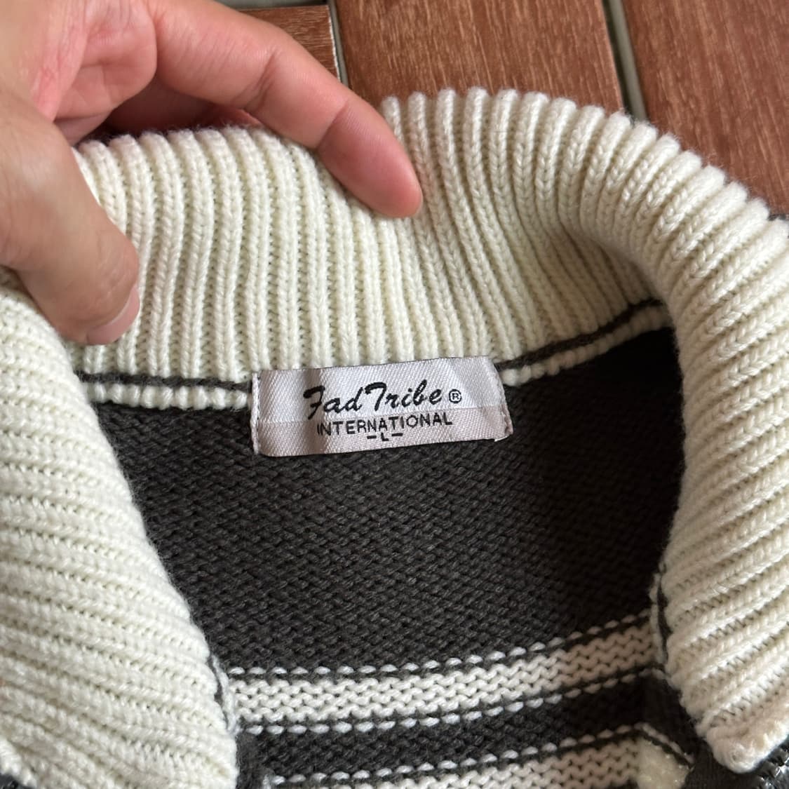 Fad tribe stripe knit zip-up cardigan 상품이미지5