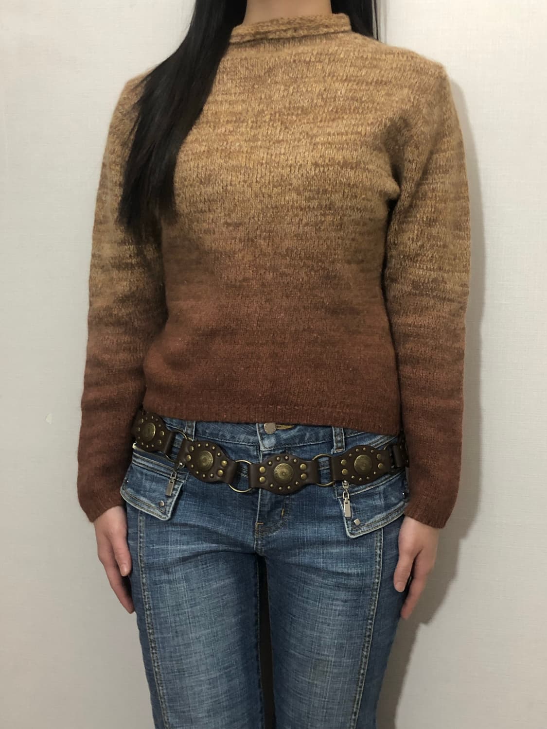 빈티지 브라운 그라데이션 니트 상품이미지5