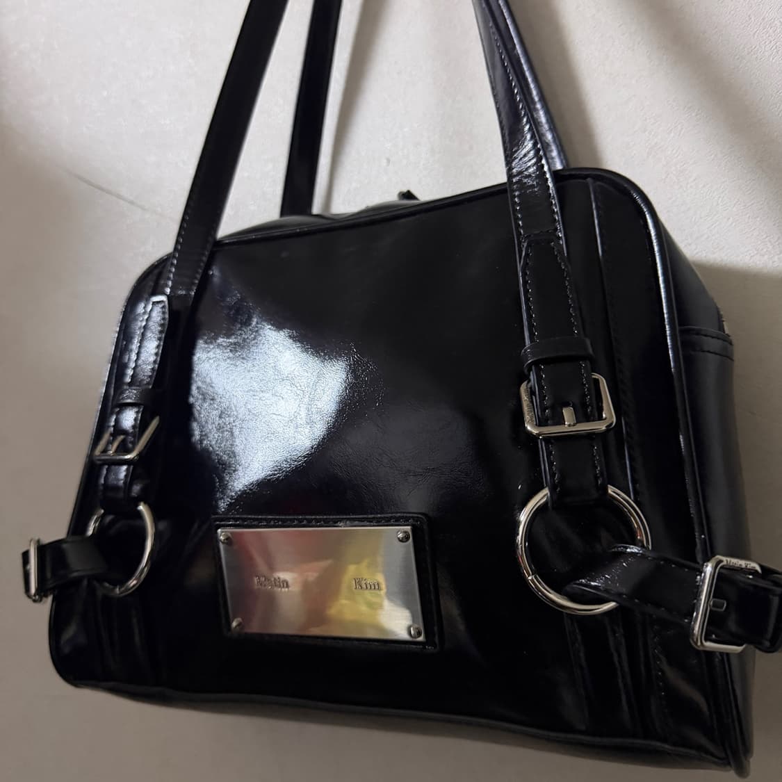 마뗑킴 바이커 디테일 스퀘어 숄더백 블랙 상품이미지2