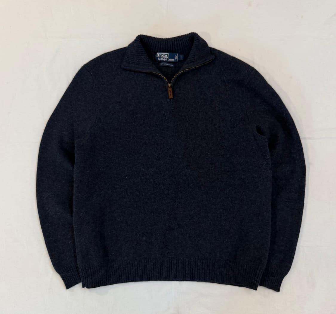 폴로 랄프로렌 램스울 반집업 니트 네이비 상품이미지1
