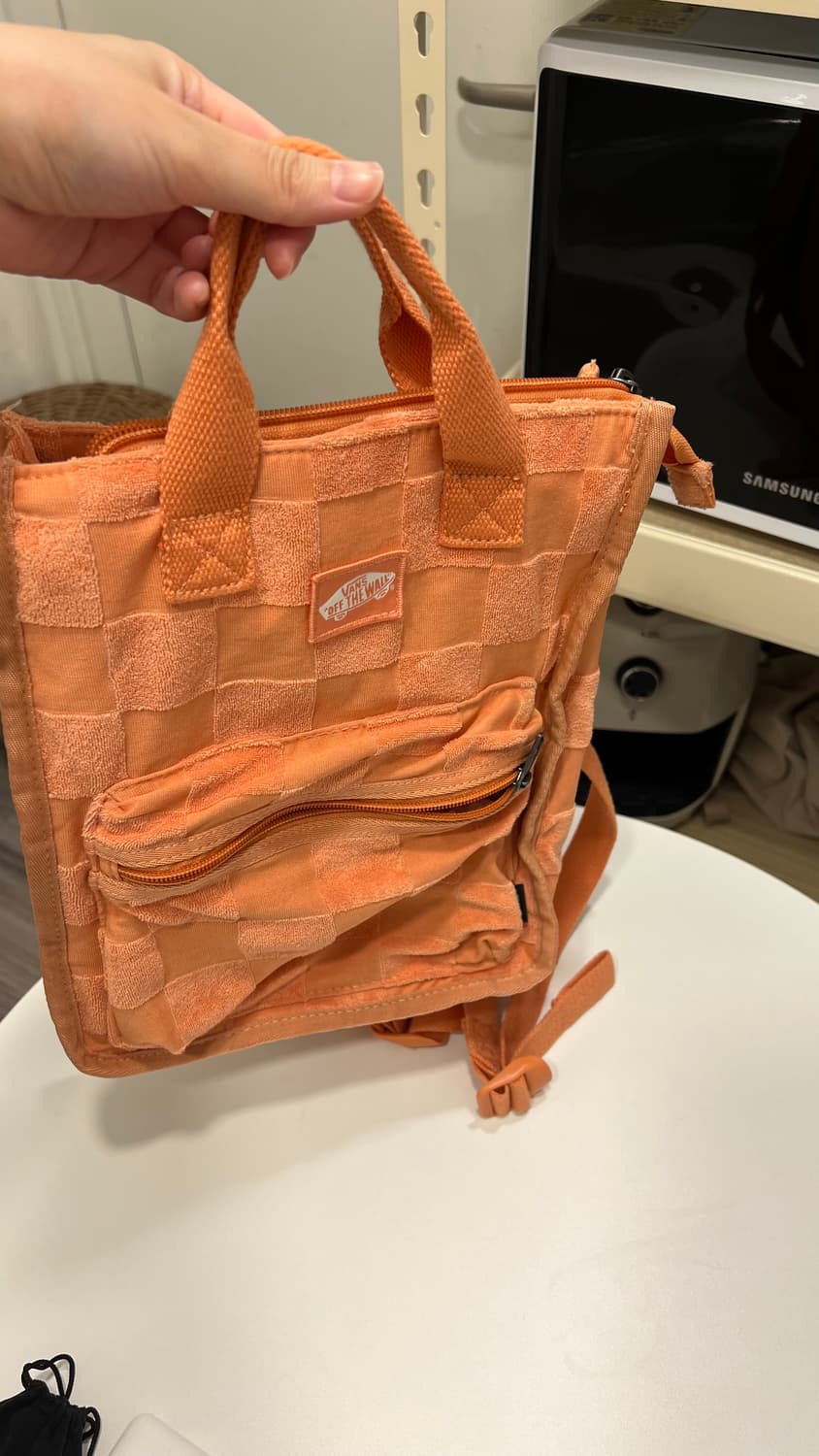 반스 체커보드 주황색 백팩 상품이미지1