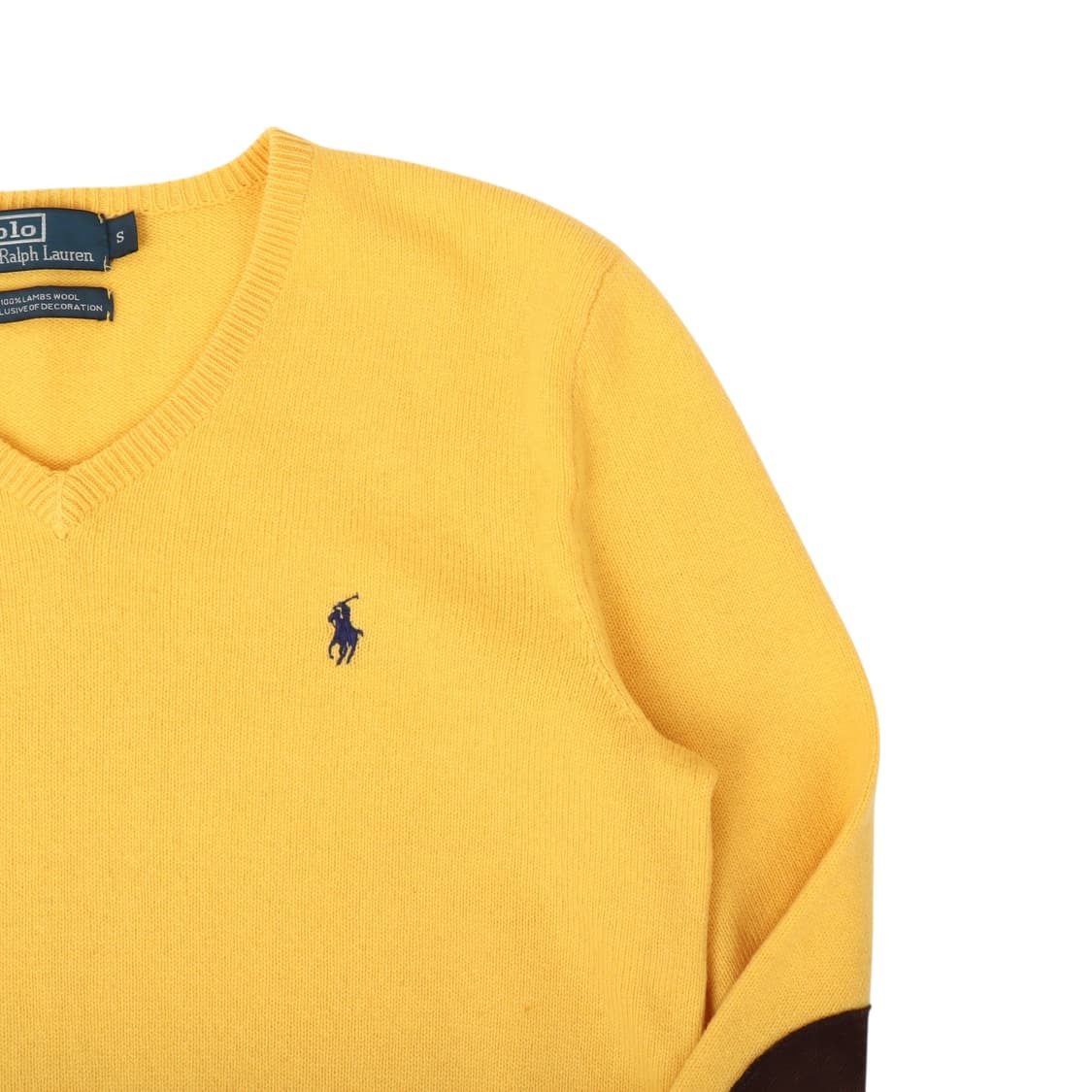 폴로 랄프로렌 옐로우 엘보우패치 브이넥 램스울 니트 상품이미지3