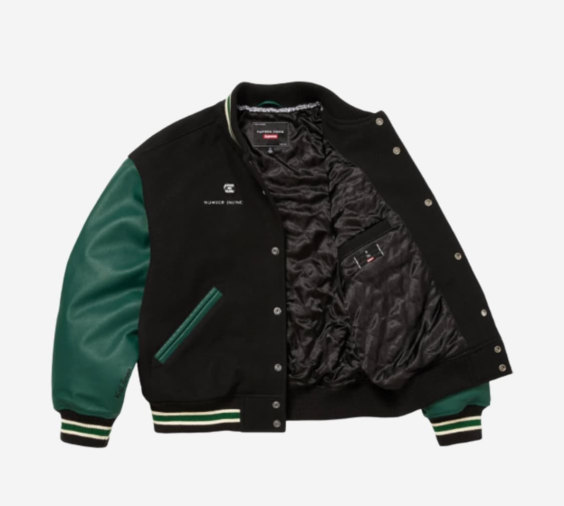 슈프림 x 넘버나인 미키 바시티 자켓 블랙  상품이미지1