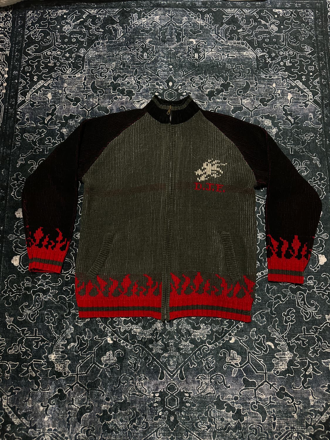 Japanese vintage dragon wool knit zip up 상품이미지1