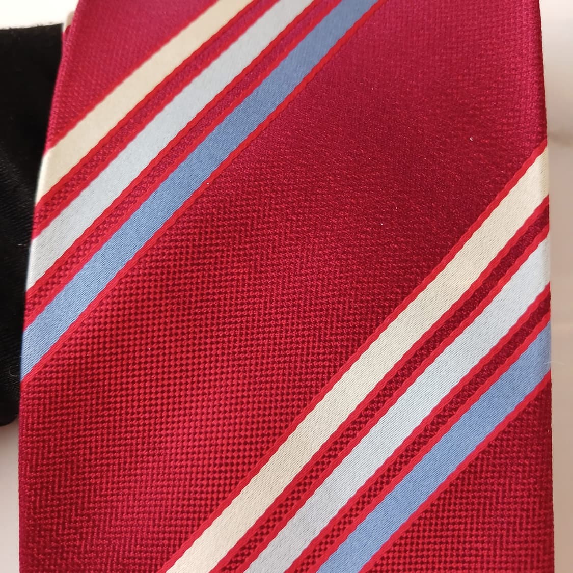 아쿠아스큐텀 실크 레드 스트라이프 넥타이 9.5cm A+등급 A18971 상품이미지6