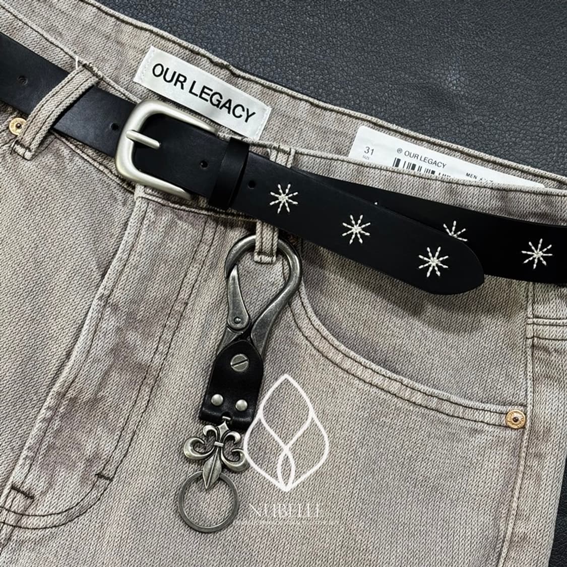 🌗 Daisy stitch belt / 데이지 플라워 스티치 가죽 벨트 상품이미지1