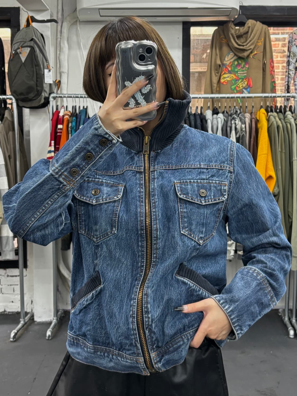 GAP 갭 하이넥 디테일 데님자켓 상품이미지1