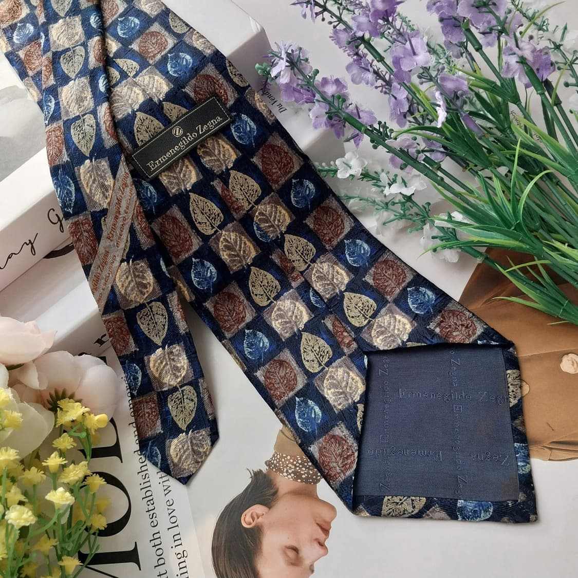 제냐 실크 네이비 리프 패턴 넥타이 10.3cm B등급 K1271
 상품이미지3