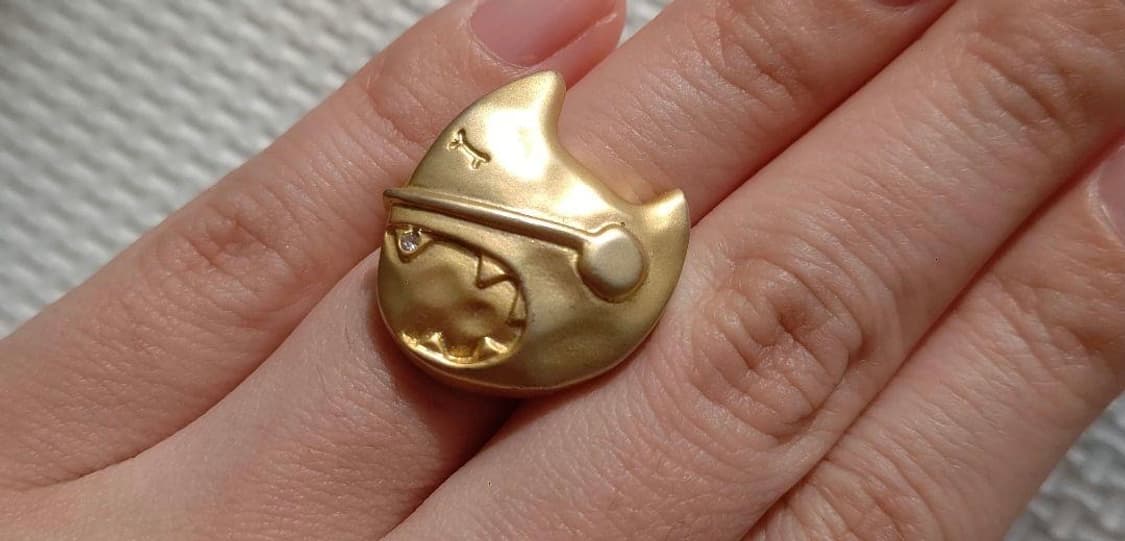 희귀 츠모리 치사토 고양이 얼굴 골드 링 상품이미지1