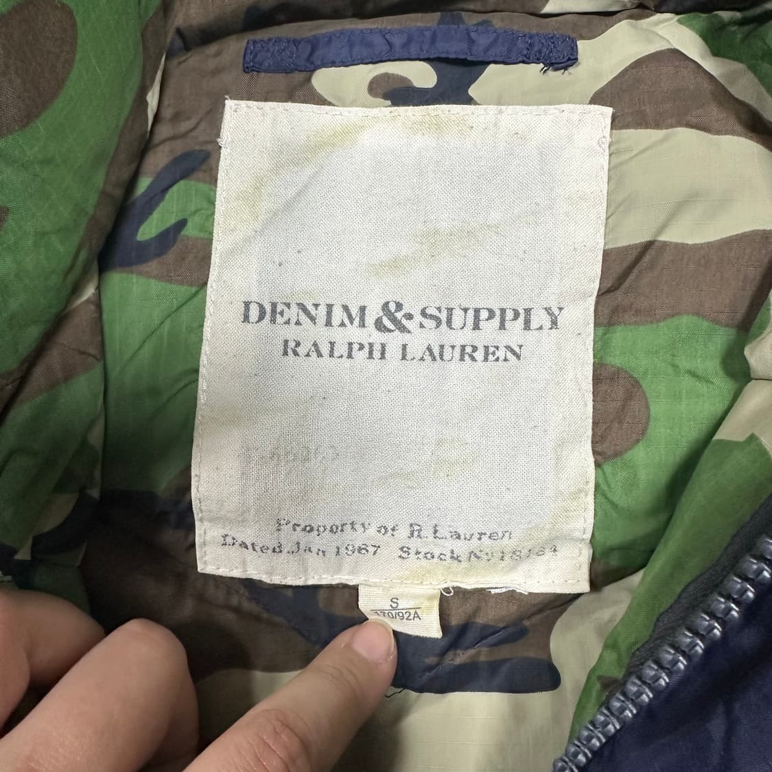 ✨ (바배) 랄프로렌 데님 서플라이 덕다운 성조기 카모 패딩 상품이미지4