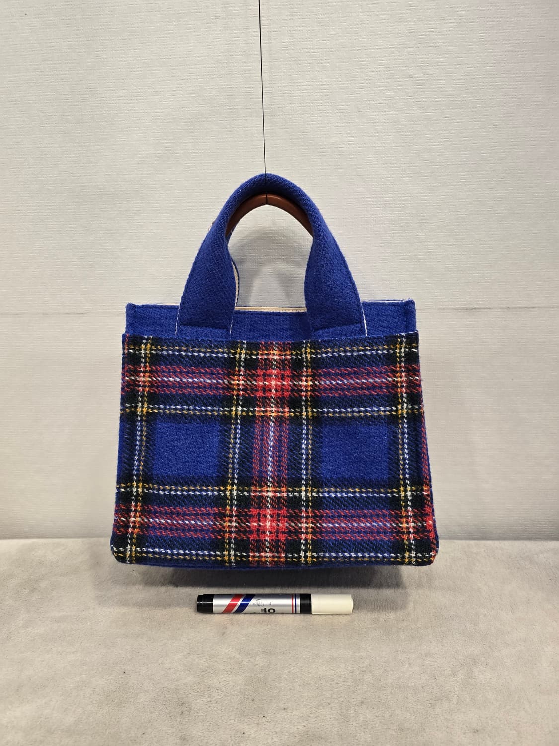 해리스 트위드+오쏘몰 블루 체크 타탄 울 토트백 상품이미지4