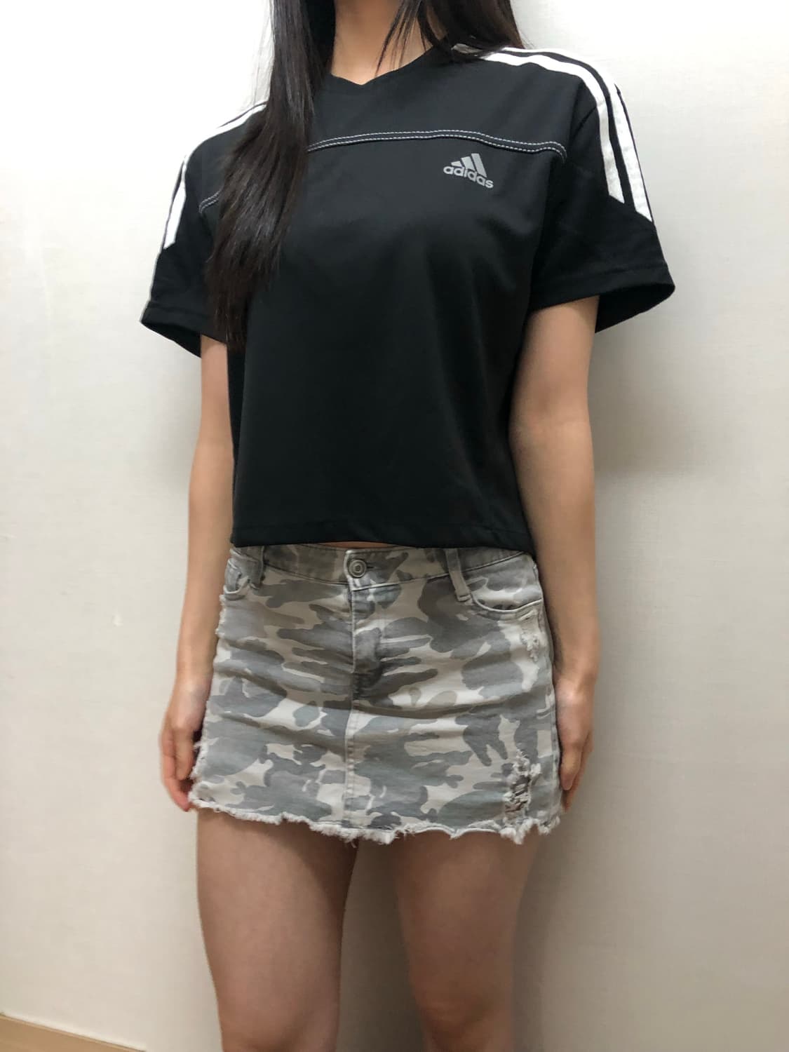 빈티지 아디다스 블랙 크롭 티셔츠 상품이미지4