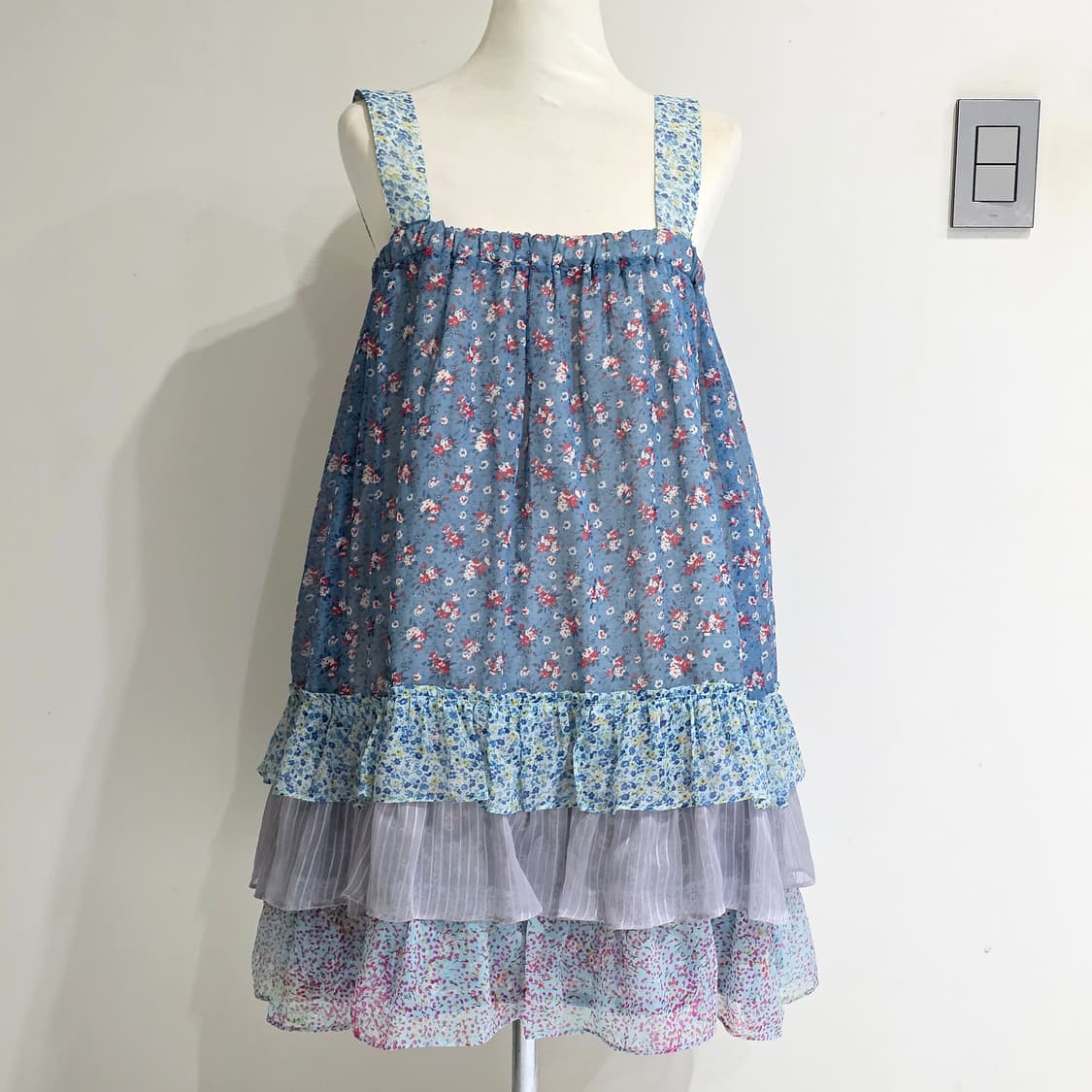 블루모리걸st 잔꽃플라워 쉬폰 캉캉 슬리브리스원피스 상품이미지2