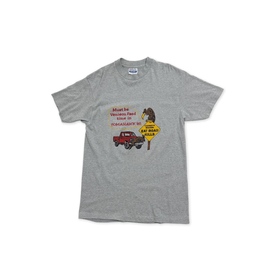 80s 헤인즈 "Eat Road Kill" 카툰 티셔츠 상품이미지1