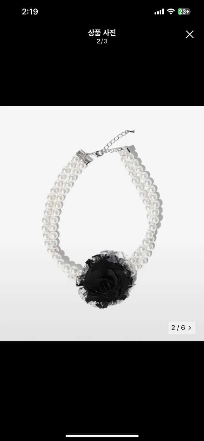유희 초커) flower pearl chocker black 상품이미지2