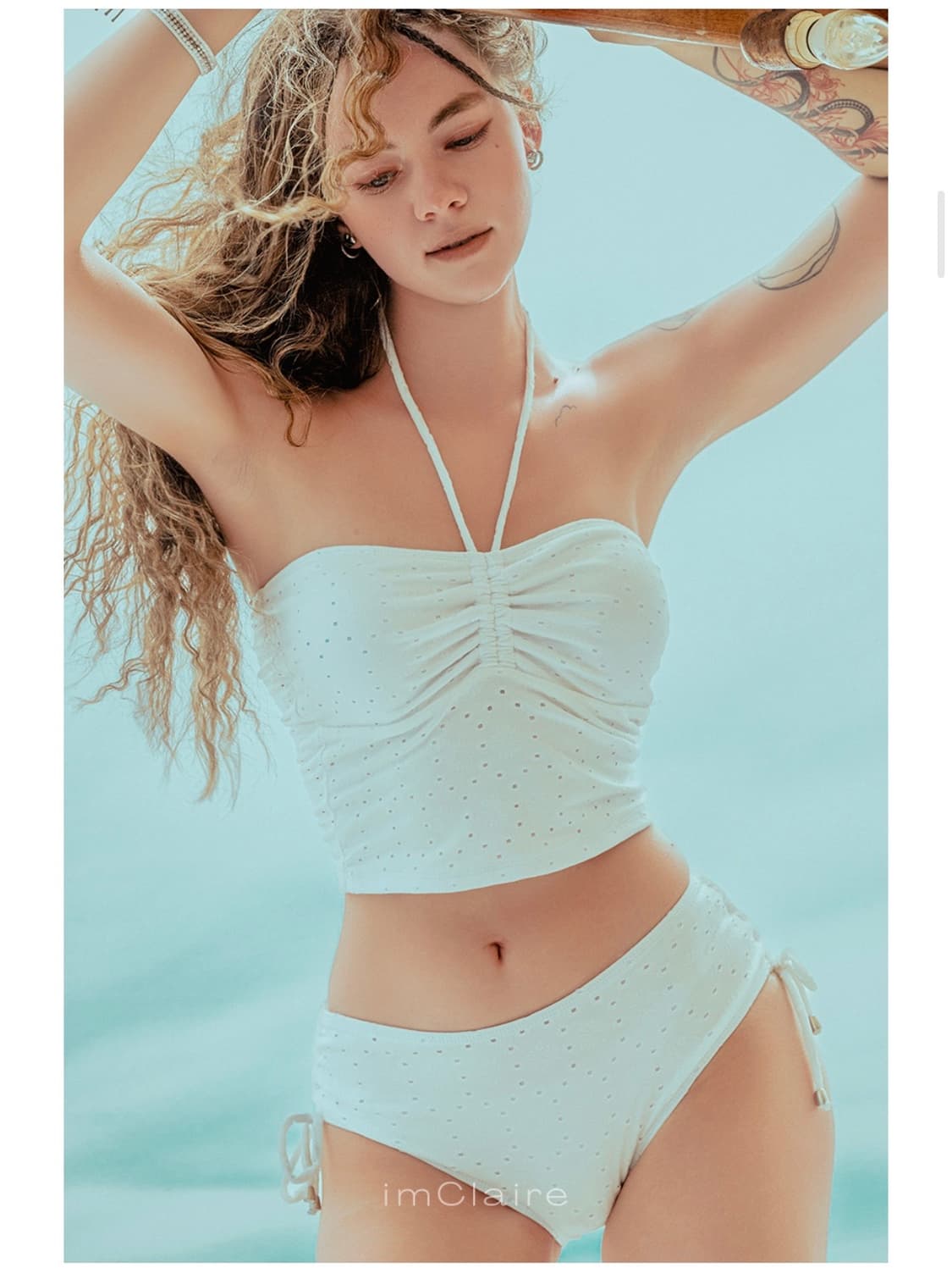 아이엠클레어 데이지 셔링 비키니 화이트 상품이미지3