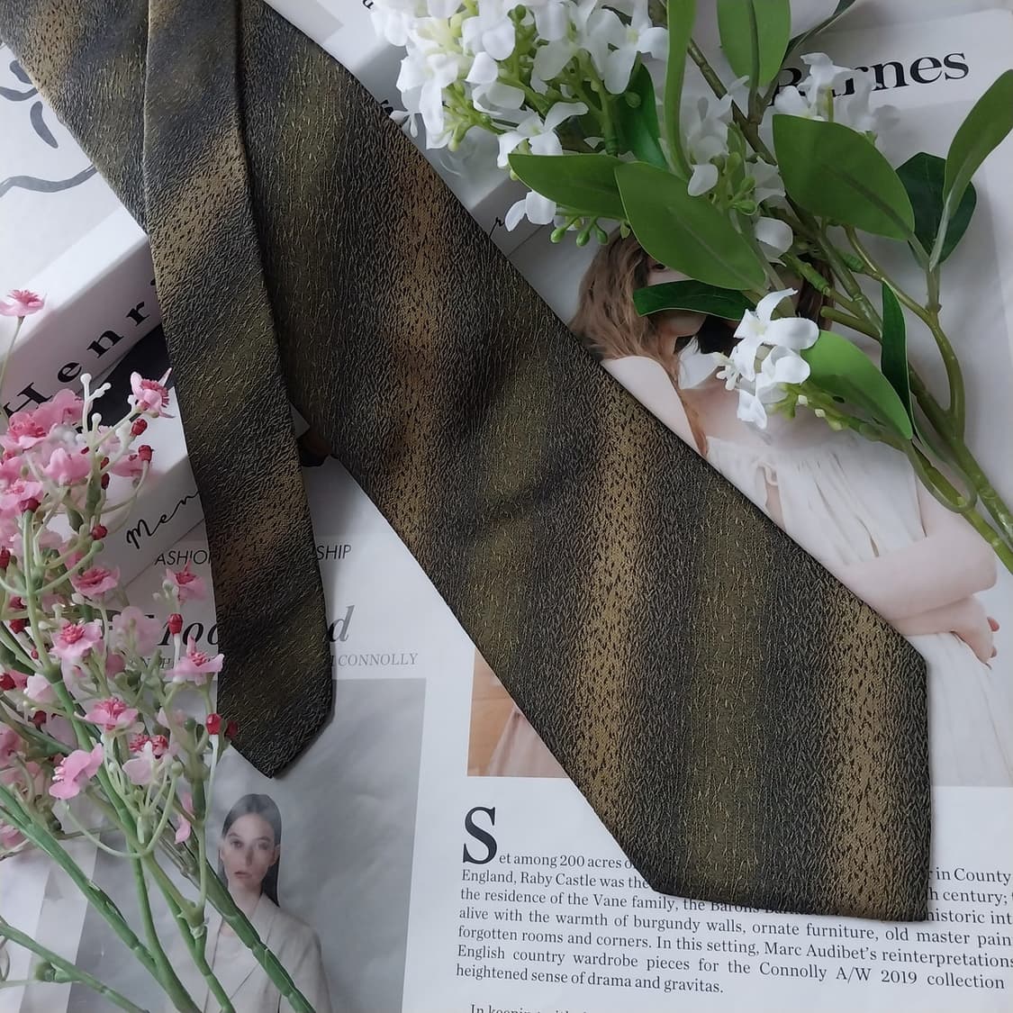 발망 실크 오커 텍스처드 넥타이 9.7cm A등급 K1623
 상품이미지3