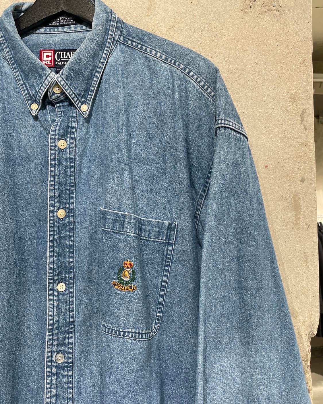 챕스 랄프로렌 연청 로고 싱글 포켓 데님 셔츠 상품이미지3