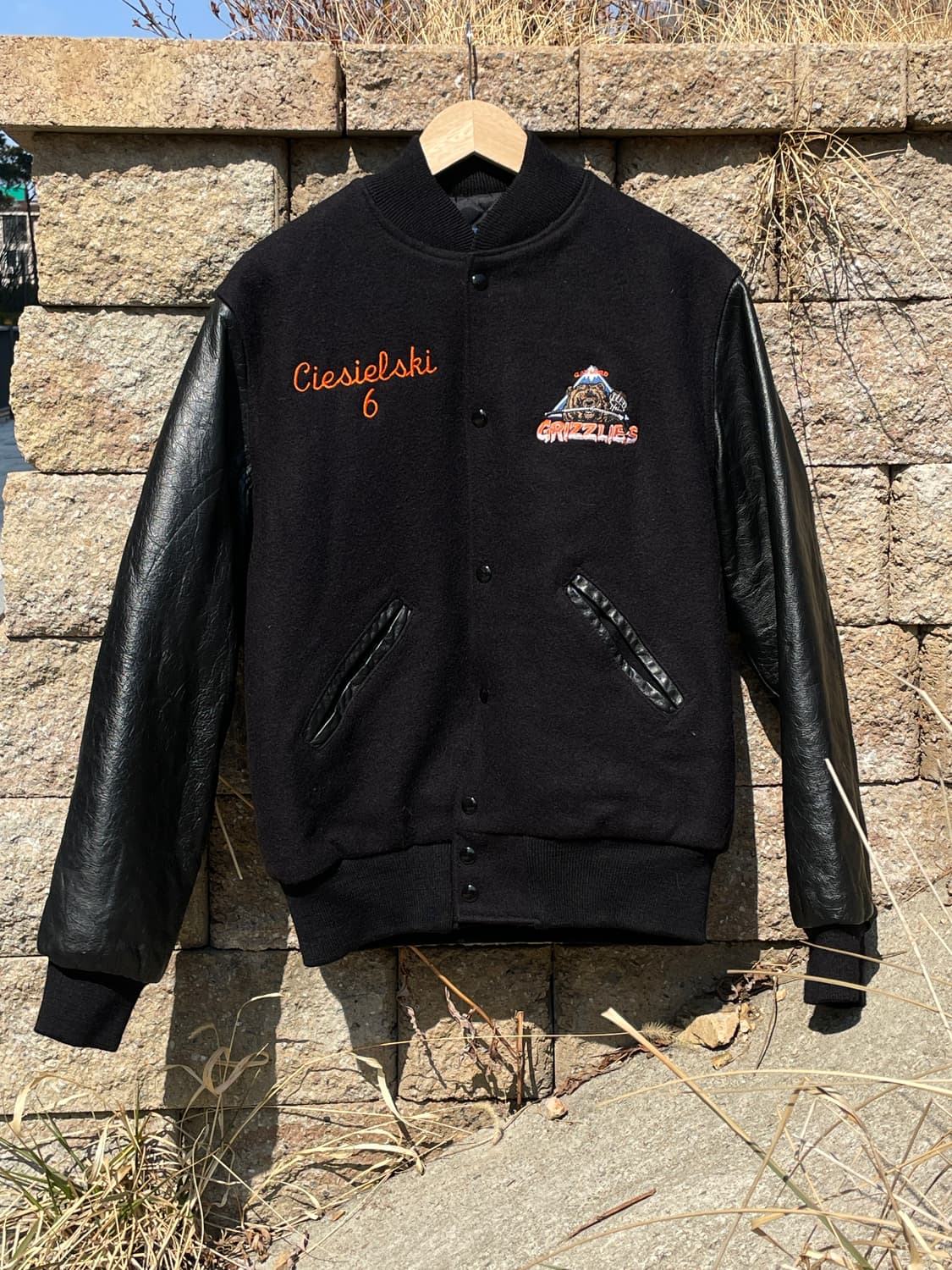 90's 레더 바시티 자켓 상품이미지1