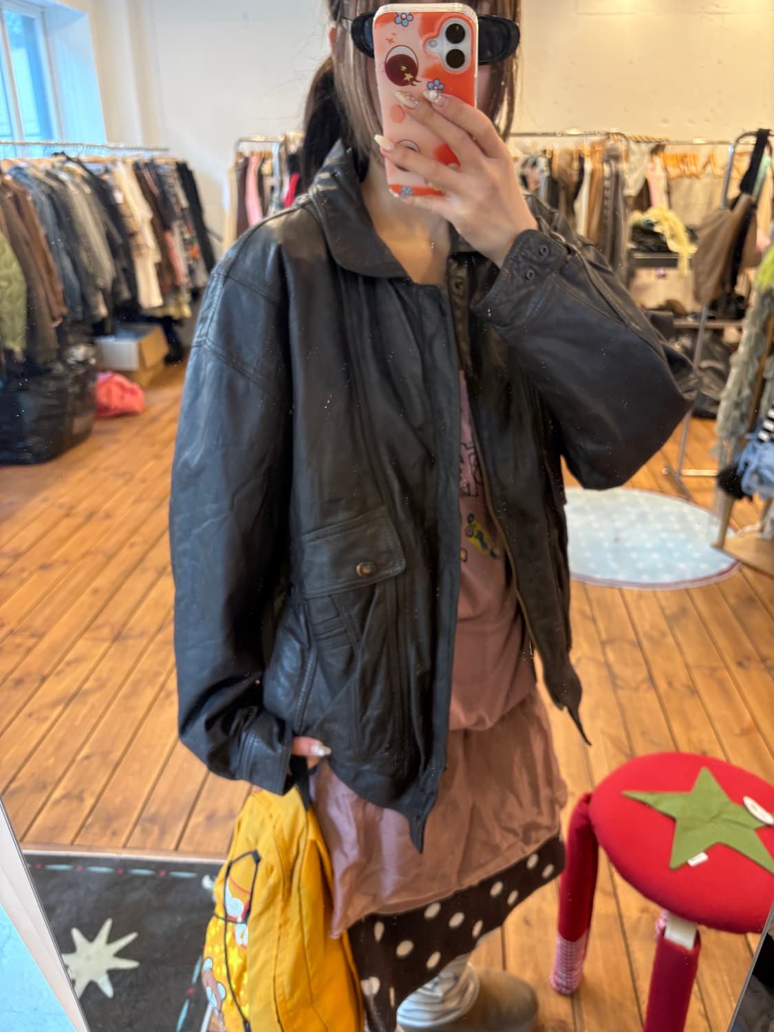 브라운 소가죽 봄버자켓 상품이미지4