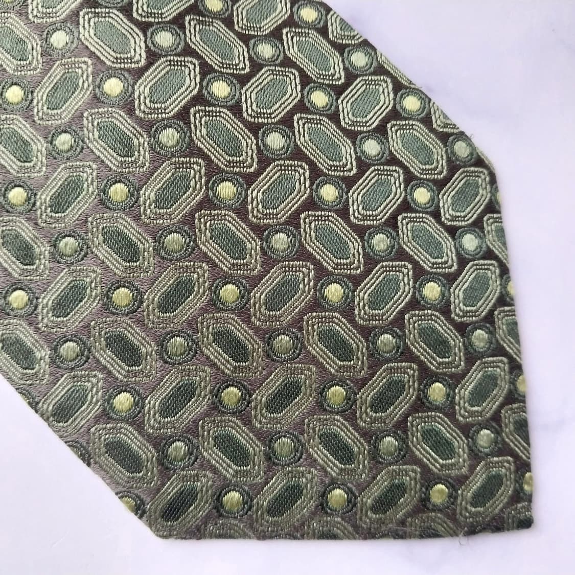 알테아 실크 올리브그린 패턴 넥타이 8.8cm A+등급 K2180 상품이미지7
