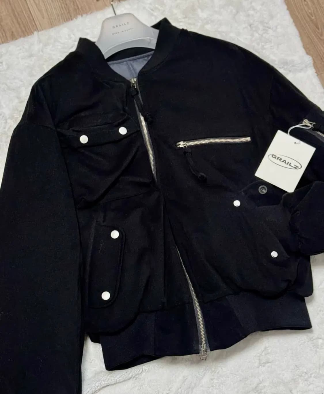그레일즈 멀티 지퍼 봄버 자켓 셋업 블랙 상품이미지1