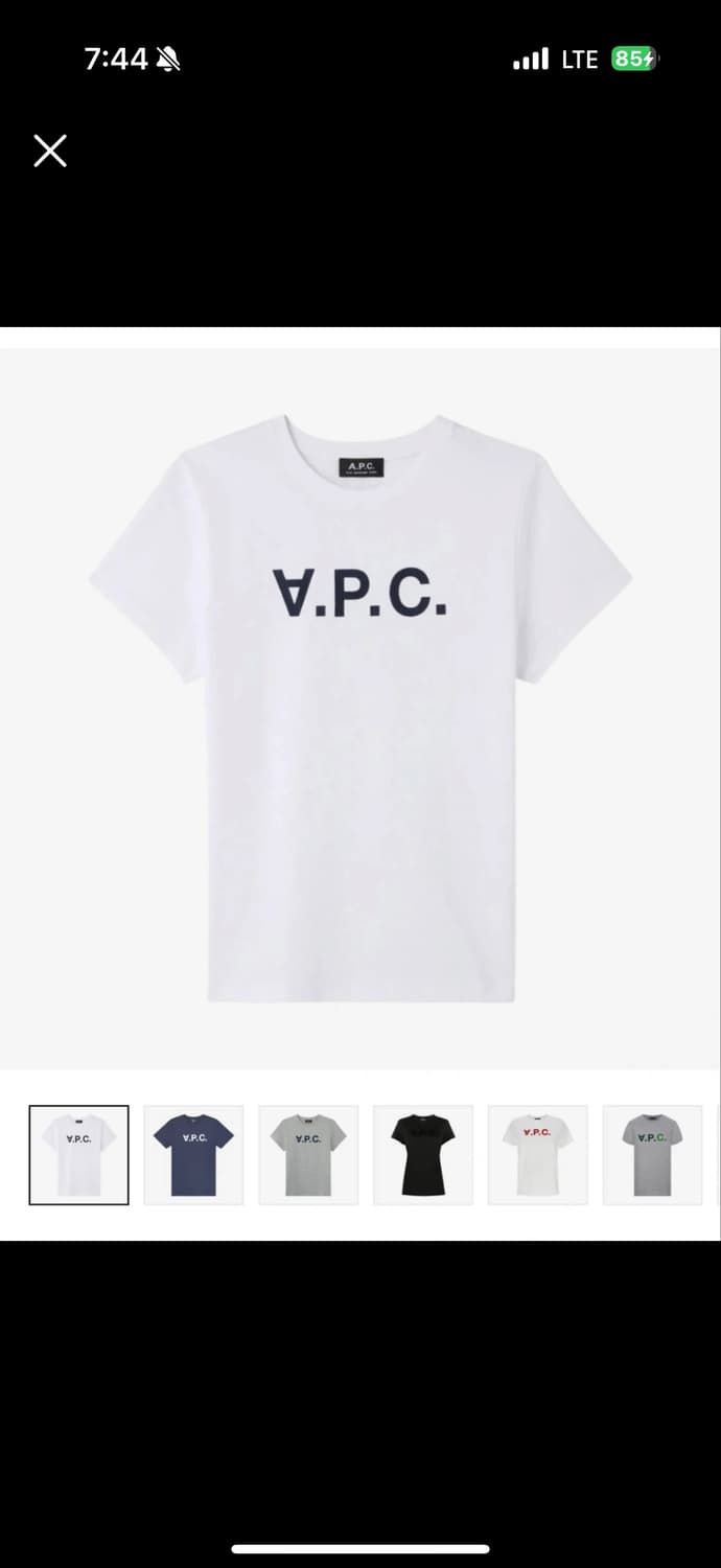 아페세 A.P.C. V.P.C. 로고 반팔 티셔츠 s 상품이미지1