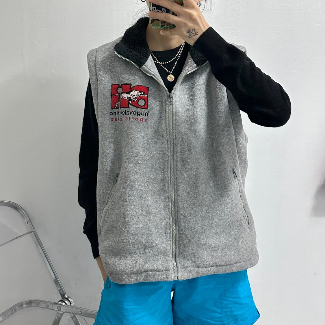 휴고 발렌티노 플리스 조끼 후리스 집업 상품이미지4