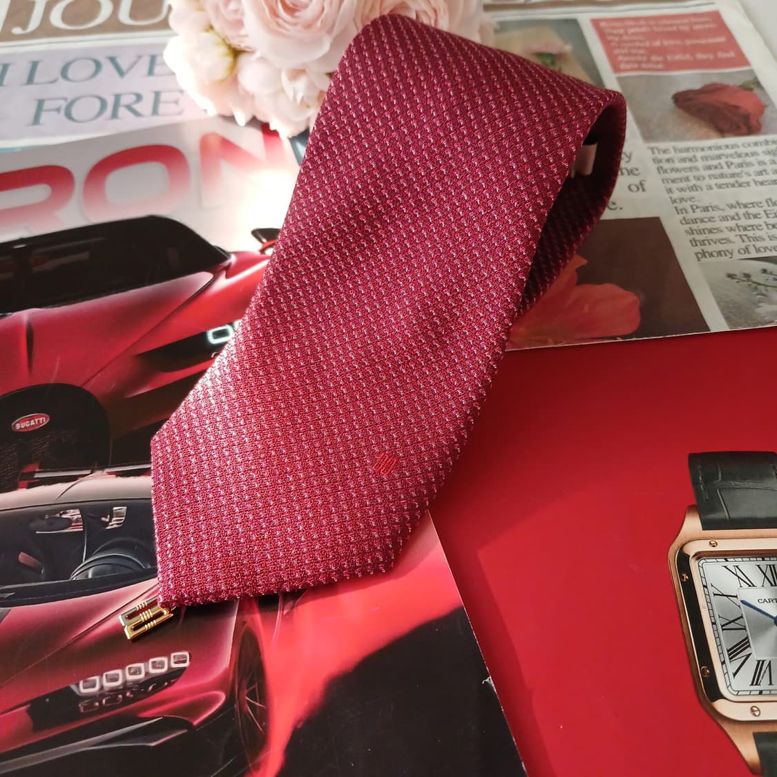 닥스 실크혼방 버건디 자카드 로고 넥타이 8.1cm 새상품 A18894
 상품이미지2