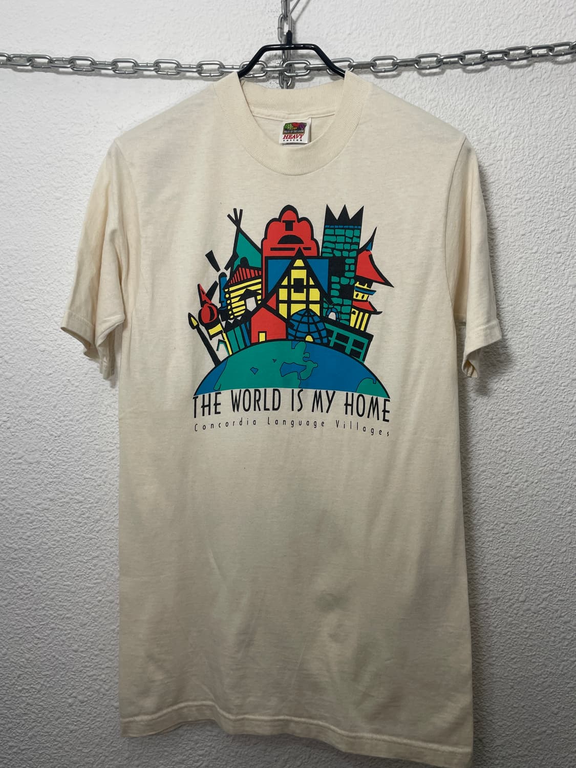 [중고] The World Is My Home 그래픽 티셔츠 반팔 아이보리 S 상품이미지1