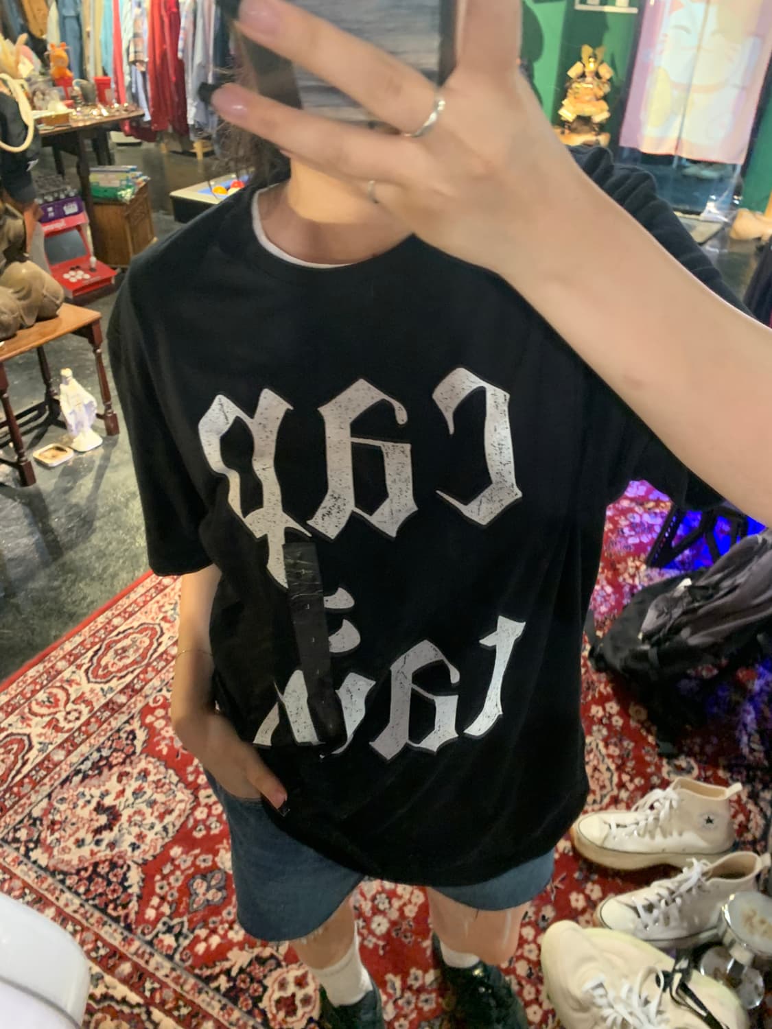 [중고] CAP TAIN 레터링 그래픽 티셔츠 반팔 L 상품이미지1