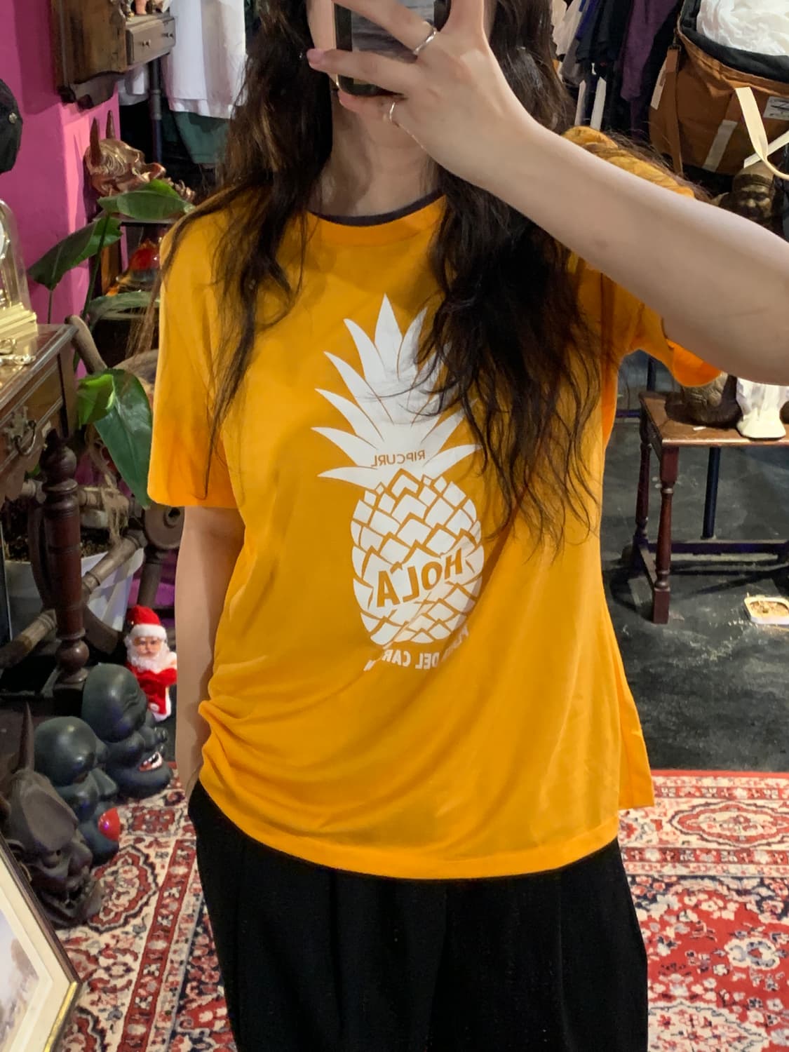 [중고] 옐로우 파인애플 그래픽 티셔츠 반팔 L 상품이미지3