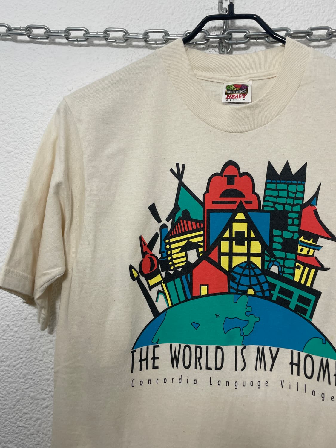 [중고] The World Is My Home 그래픽 티셔츠 반팔 아이보리 S 상품이미지2