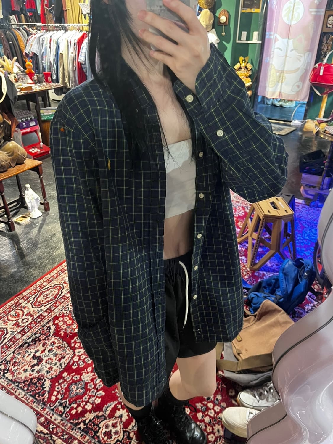 #4 폴로 랄프로렌 옐로우포니 그린 체크 셔츠 XL 상품이미지2
